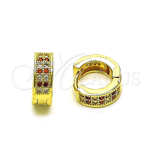 Argolla Huggie 02.195.0104.2.12 Oro Laminado, con Granate and Blanca Micro Pave, Pulido, Tono Dorado