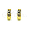 Argolla Huggie 02.195.0104.3.12 Oro Laminado, con Negro and Blanca Micro Pave, Pulido, Tono Dorado