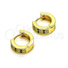 Argolla Huggie 02.195.0104.3.12 Oro Laminado, con Negro and Blanca Micro Pave, Pulido, Tono Dorado