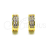 Argolla Huggie 02.195.0104.5.12 Oro Laminado, con Amatista and Blanca Micro Pave, Pulido, Tono Dorado