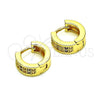 Argolla Huggie 02.195.0104.5.12 Oro Laminado, con Amatista and Blanca Micro Pave, Pulido, Tono Dorado