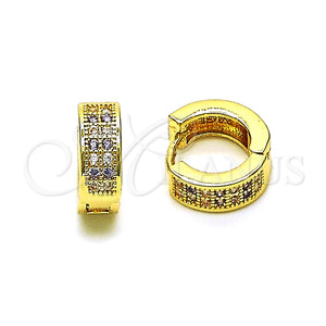 Argolla Huggie 02.195.0104.5.12 Oro Laminado, con Amatista and Blanca Micro Pave, Pulido, Tono Dorado