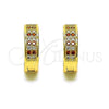 Argolla Huggie 02.195.0104.2.15 Oro Laminado, con Granate and Blanca Micro Pave, Pulido, Tono Dorado