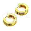 Argolla Huggie 02.195.0104.2.15 Oro Laminado, con Granate and Blanca Micro Pave, Pulido, Tono Dorado