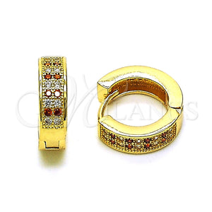 Argolla Huggie 02.195.0104.2.15 Oro Laminado, con Granate and Blanca Micro Pave, Pulido, Tono Dorado