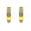 Argolla Huggie 02.195.0104.5.15 Oro Laminado, con Micro Pave Amatista y Blanca, Pulido, Tono Dorado