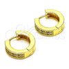 Argolla Huggie 02.195.0104.5.15 Oro Laminado, con Micro Pave Amatista y Blanca, Pulido, Tono Dorado