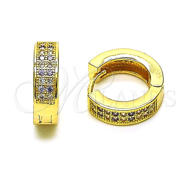 Argolla Huggie 02.195.0104.5.15 Oro Laminado, con Micro Pave Amatista y Blanca, Pulido, Tono Dorado