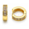 Argolla Huggie 02.195.0104.5.15 Oro Laminado, con Micro Pave Amatista y Blanca, Pulido, Tono Dorado