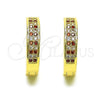 Argolla Huggie 02.195.0104.2.20 Oro Laminado, con Granate and Blanca Micro Pave, Pulido, Tono Dorado