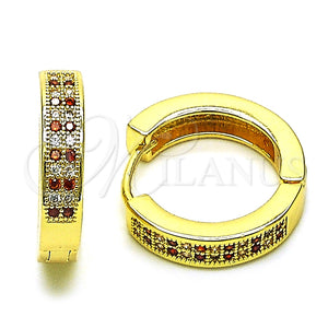Argolla Huggie 02.195.0104.2.20 Oro Laminado, con Granate and Blanca Micro Pave, Pulido, Tono Dorado