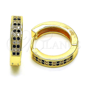 Argolla Huggie 02.195.0104.3.20 Oro Laminado, con Negro and Blanca Micro Pave, Pulido, Tono Dorado