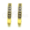 Argolla Huggie 02.195.0104.3.25 Oro Laminado, con Negro and Blanca Micro Pave, Pulido, Tono Dorado