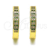 Argolla Huggie 02.195.0104.4.25 Oro Laminado, con Verde and Blanca Micro Pave, Pulido, Tono Dorado