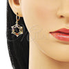 Juego de Arete y Dije de Adulto 10.196.0034 Oro Laminado, Diseño de Estrella y Baguette, con Multicolor and Blanca Zirconia Cubica, Pulido, Tono Dorado