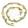 Pulsera Elegante 03.196.0003.07 Oro Laminado, Diseño de Luna y Ojo Griego, con Blanca Zirconia Cubica, Esmaltado Turquesa, Tono Dorado (06 MM Thickness, 7 Inches Length)