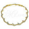 Pulsera Elegante 03.196.0003.07 Oro Laminado, Diseño de Luna y Ojo Griego, con Blanca Zirconia Cubica, Esmaltado Turquesa, Tono Dorado (06 MM Thickness, 7 Inches Length)