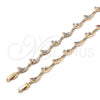 Pulsera Elegante 03.196.0003.07 Oro Laminado, Diseño de Luna y Ojo Griego, con Blanca Zirconia Cubica, Esmaltado Turquesa, Tono Dorado (06 MM Thickness, 7 Inches Length)