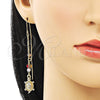 Arete Violador 02.253.0034 Oro Laminado, Diseño de Tortuga y Flor, con Blanca Micro Pave, Pulido, Tres Tonos
