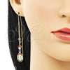 Arete Violador 02.253.0037 Oro Laminado, Diseño de Guadalupe y Flor, con Multicolor Cristal, Pulido, Tres Tonos