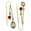Arete Violador 02.253.0037 Oro Laminado, Diseño de Guadalupe y Flor, con Multicolor Cristal, Pulido, Tres Tonos