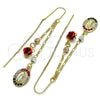 Arete Violador 02.253.0037 Oro Laminado, Diseño de Guadalupe y Flor, con Multicolor Cristal, Pulido, Tres Tonos