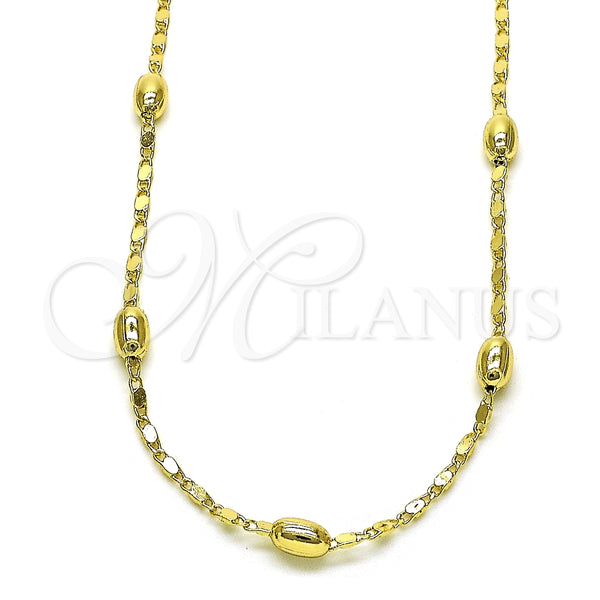 Gargantilla Basica 04.213.0227.24 Oro Laminado, Pulido, Tono Dorado (04 MM Thickness, 24 Inches Length)