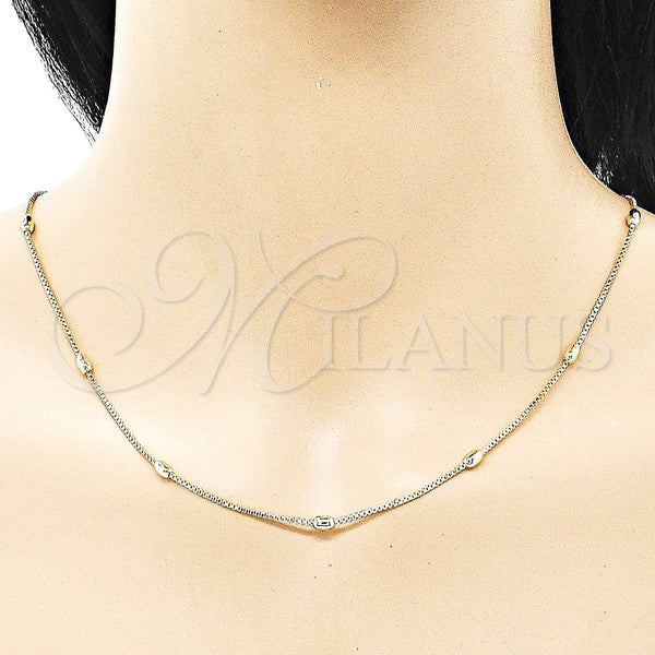 Gargantilla Basica 04.213.0260.24 Oro Laminado, Diseño de Box, Pulido, Tono Dorado (01 MM Thickness, 24 Inches Length)