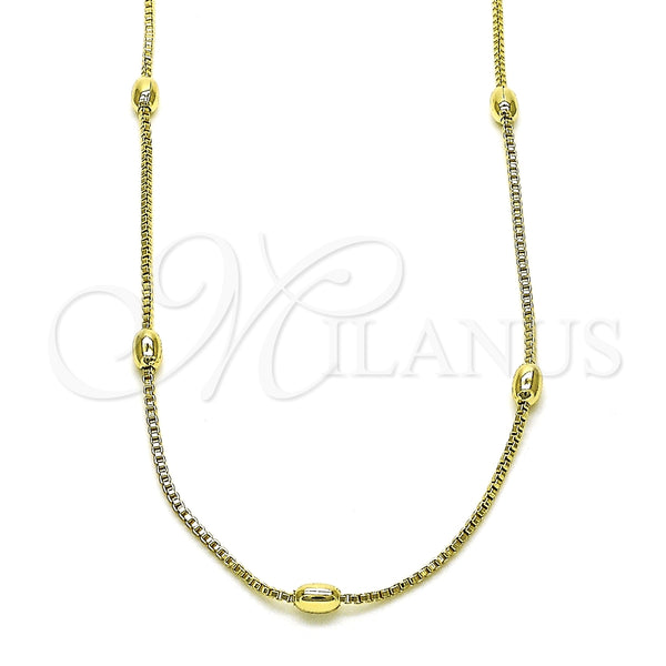 Gargantilla Basica 04.213.0260.24 Oro Laminado, Diseño de Box, Pulido, Tono Dorado (01 MM Thickness, 24 Inches Length)
