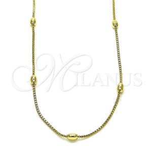 Gargantilla Basica 04.213.0260.24 Oro Laminado, Diseño de Box, Pulido, Tono Dorado (01 MM Thickness, 24 Inches Length)