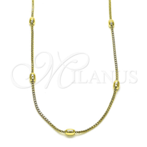Gargantilla Basica 04.213.0260.24 Oro Laminado, Diseño de Box, Pulido, Tono Dorado (01 MM Thickness, 24 Inches Length)