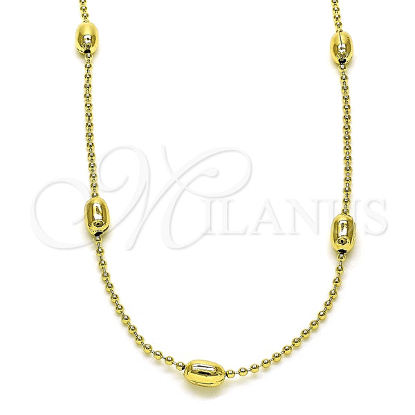 Gargantilla Basica 04.213.0261.24 Oro Laminado, Pulido, Tono Dorado (04 MM Thickness, 24 Inches Length)