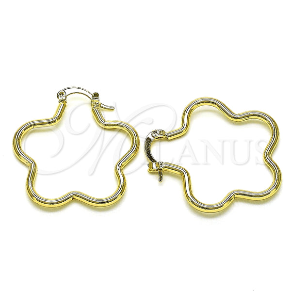 Argolla Mediana 02.213.0437.30 Oro Laminado, Diseño de Flor, Pulido, Tono Dorado