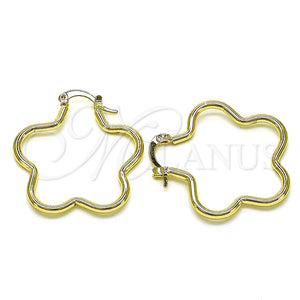 Argolla Mediana 02.213.0437.30 Oro Laminado, Diseño de Flor, Pulido, Tono Dorado