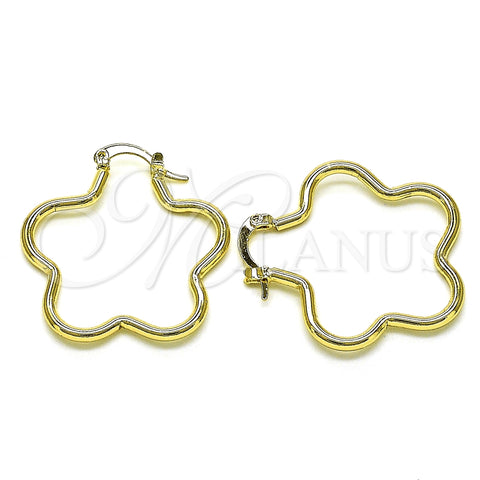 Argolla Mediana 02.213.0437.30 Oro Laminado, Diseño de Flor, Pulido, Tono Dorado