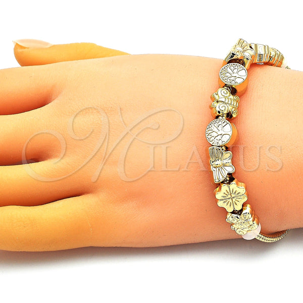 Pulsera Elegante 03.63.2270.07 Oro Laminado, Diseño de Mariposa y Ãrbol, Pulido, Tono Dorado (03 MM Thickness, 7 Inches Length)