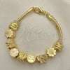 Pulsera Elegante 03.63.2270.07 Oro Laminado, Diseño de Mariposa y Ãrbol, Pulido, Tono Dorado (03 MM Thickness, 7 Inches Length)