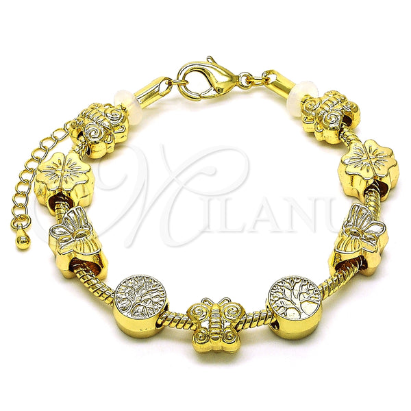 Pulsera Elegante 03.63.2270.07 Oro Laminado, Diseño de Mariposa y Ãrbol, Pulido, Tono Dorado (03 MM Thickness, 7 Inches Length)