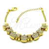 Pulsera Elegante 03.63.2271.07 Oro Laminado, Diseño de Corona y Niñita Pequeña, Pulido, Tono Dorado (03 MM Thickness, 7 Inches Length)