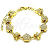 Pulsera Elegante 03.63.2271.07 Oro Laminado, Diseño de Corona y Niñita Pequeña, Pulido, Tono Dorado (03 MM Thickness, 7 Inches Length)