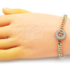 Pulsera Elegante 03.403.0001.07 Oro Laminado, Diseño de Miami Cubana, con Blanca Micro Pave, Pulido, Tono Dorado (05 MM Thickness, 7 Inches Length)