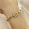 Pulsera Elegante 03.403.0001.07 Oro Laminado, Diseño de Miami Cubana, con Blanca Micro Pave, Pulido, Tono Dorado (05 MM Thickness, 7 Inches Length)
