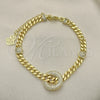 Pulsera Elegante 03.403.0001.07 Oro Laminado, Diseño de Miami Cubana, con Blanca Micro Pave, Pulido, Tono Dorado (05 MM Thickness, 7 Inches Length)