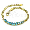 Pulsera Elegante 03.213.0173.08 Oro Laminado, Diseño de Bismarco, con Turquoise Zirconia Cubica, Pulido, Tono Dorado (04 MM Thickness, 8 Inches Length)