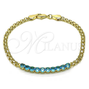 Pulsera Elegante 03.213.0173.08 Oro Laminado, Diseño de Bismarco, con Turquoise Zirconia Cubica, Pulido, Tono Dorado (04 MM Thickness, 8 Inches Length)