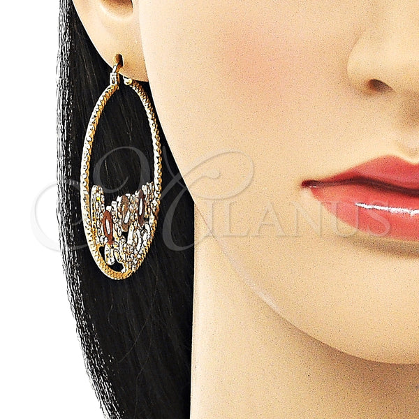 Argolla Grande 02.120.0001.50 Oro Laminado, Diseño de Con Nombre y Amor, con Blanca Cristal, Diamantado, Tres Tonos
