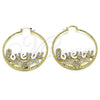 Argolla Grande 02.120.0001.50 Oro Laminado, Diseño de Con Nombre y Amor, con Blanca Cristal, Diamantado, Tres Tonos