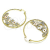 Argolla Grande 02.120.0001.50 Oro Laminado, Diseño de Con Nombre y Amor, con Blanca Cristal, Diamantado, Tres Tonos