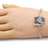 Pulsera Elegante 03.316.0078.07 Oro Laminado, Diseño de Paperclip y Elefante, con Multicolor Micro Pave, Pulido, Tono Dorado (04 MM Thickness, 7 Inches Length)