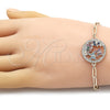 Pulsera Elegante 03.316.0079.07 Oro Laminado, Diseño de Paperclip y Mariposa, con Rubi and Turquoise Micro Pave, Pulido, Tono Dorado (04 MM Thickness, 7 Inches Length)